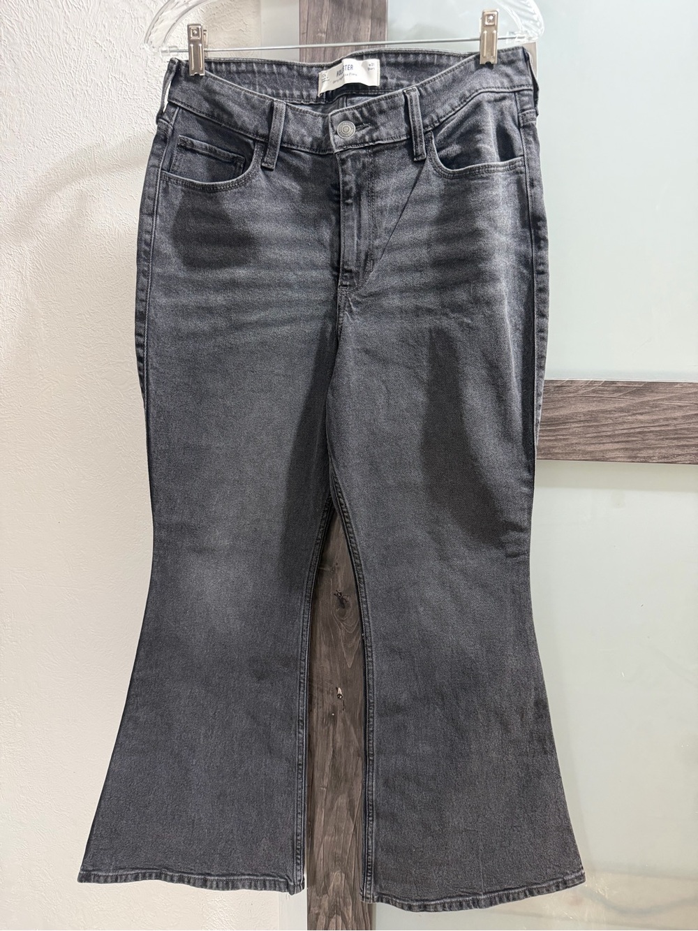 Hollister Charcoal Black High-Rise Flare Jeans